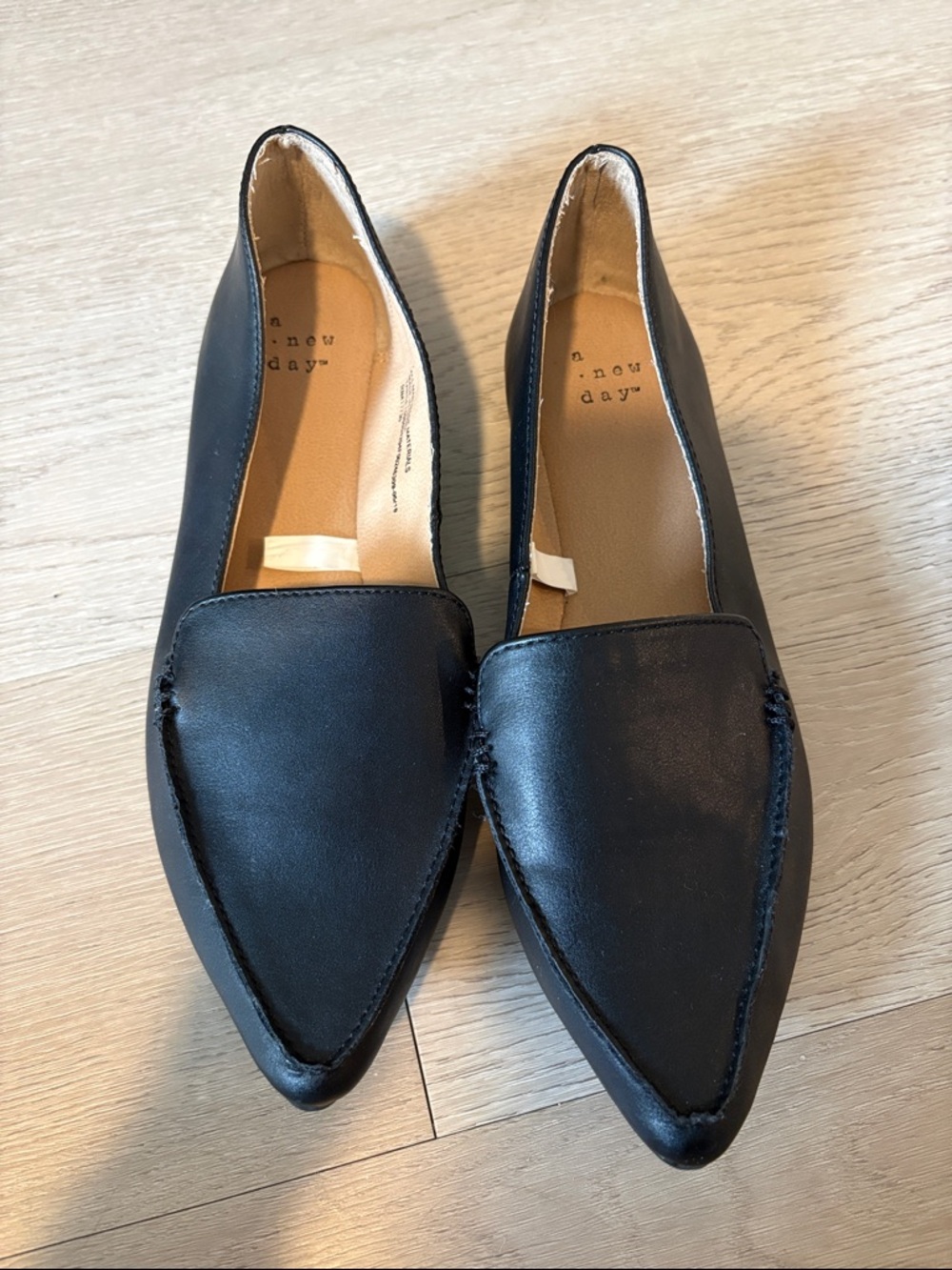 a new day Black Pointed Loafers for Women